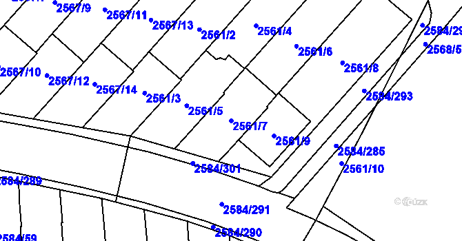 Parcela st. 2561/7 v KÚ Břevnov, Katastrální mapa