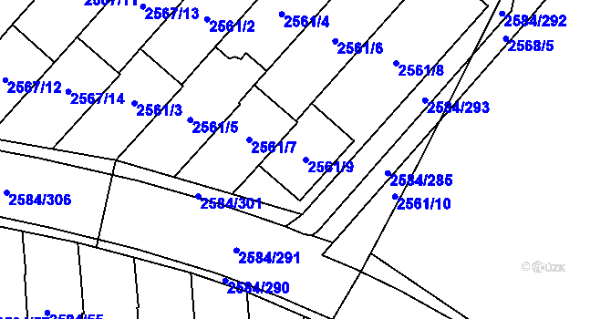 Parcela st. 2561/9 v KÚ Břevnov, Katastrální mapa