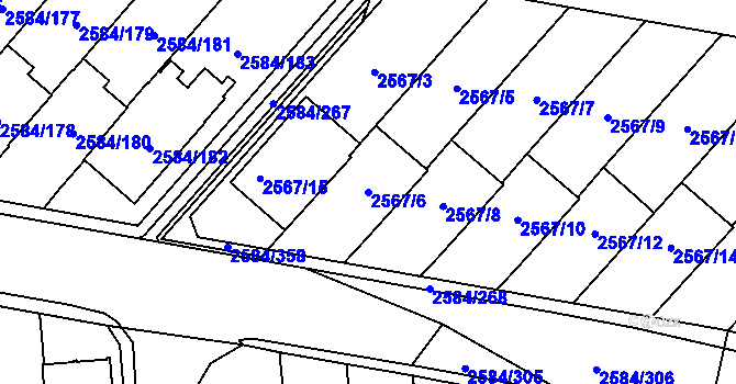 Parcela st. 2567/6 v KÚ Břevnov, Katastrální mapa