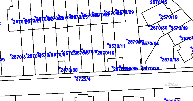 Parcela st. 2570/10 v KÚ Břevnov, Katastrální mapa