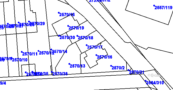 Parcela st. 2570/17 v KÚ Břevnov, Katastrální mapa