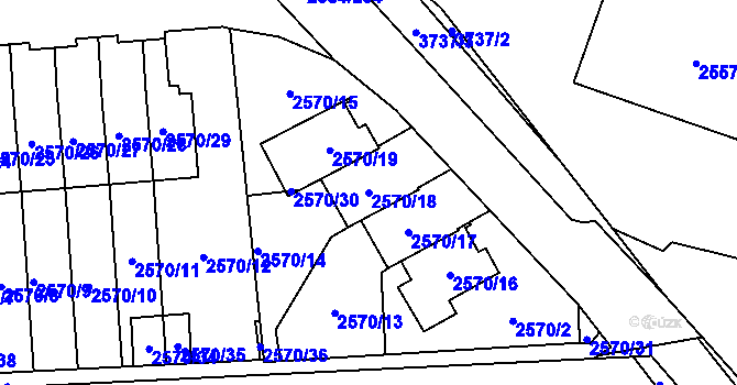 Parcela st. 2570/18 v KÚ Břevnov, Katastrální mapa