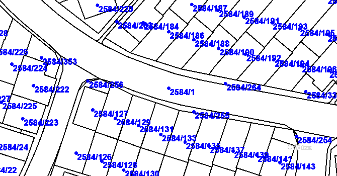 Parcela st. 2584/1 v KÚ Břevnov, Katastrální mapa