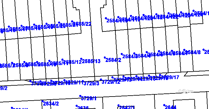 Parcela st. 2584/2 v KÚ Břevnov, Katastrální mapa