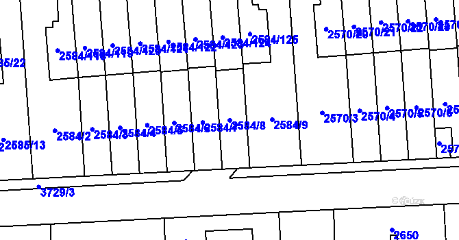 Parcela st. 2584/8 v KÚ Břevnov, Katastrální mapa