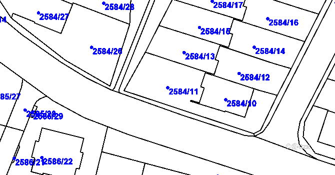 Parcela st. 2584/11 v KÚ Břevnov, Katastrální mapa