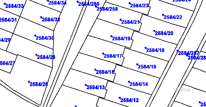 Parcela st. 2584/17 v KÚ Břevnov, Katastrální mapa