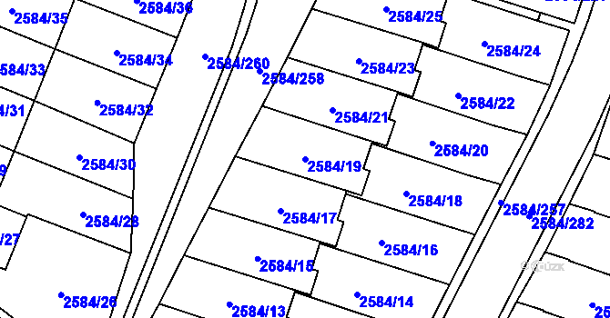Parcela st. 2584/19 v KÚ Břevnov, Katastrální mapa