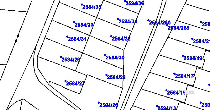 Parcela st. 2584/30 v KÚ Břevnov, Katastrální mapa