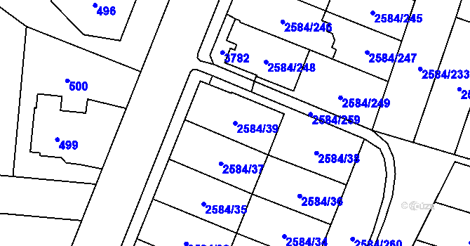 Parcela st. 2584/39 v KÚ Břevnov, Katastrální mapa