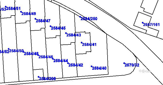 Parcela st. 2584/41 v KÚ Břevnov, Katastrální mapa