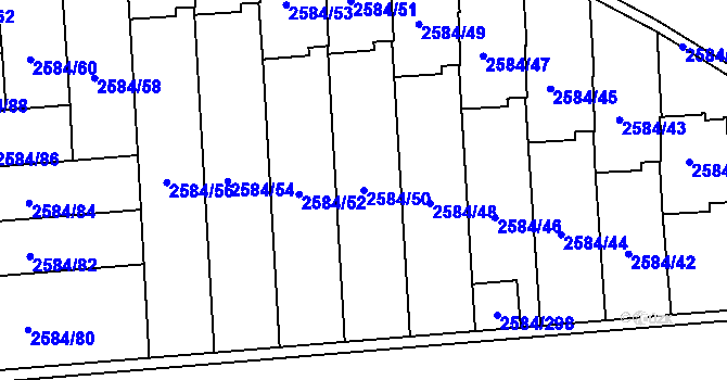 Parcela st. 2584/50 v KÚ Břevnov, Katastrální mapa