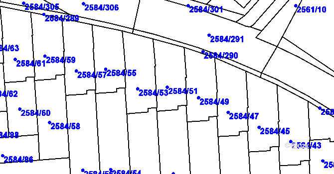 Parcela st. 2584/51 v KÚ Břevnov, Katastrální mapa