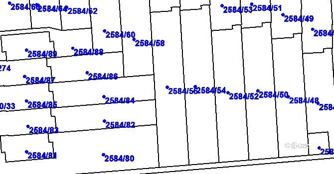 Parcela st. 2584/56 v KÚ Břevnov, Katastrální mapa