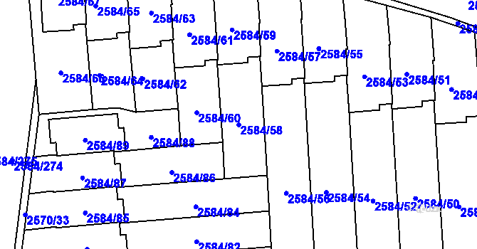 Parcela st. 2584/58 v KÚ Břevnov, Katastrální mapa