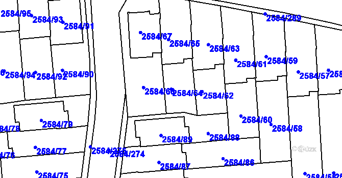 Parcela st. 2584/64 v KÚ Břevnov, Katastrální mapa