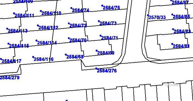Parcela st. 2584/69 v KÚ Břevnov, Katastrální mapa