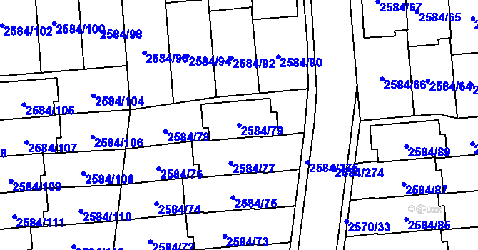 Parcela st. 2584/79 v KÚ Břevnov, Katastrální mapa