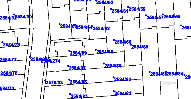Parcela st. 2584/88 v KÚ Břevnov, Katastrální mapa