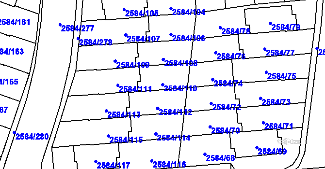 Parcela st. 2584/110 v KÚ Břevnov, Katastrální mapa