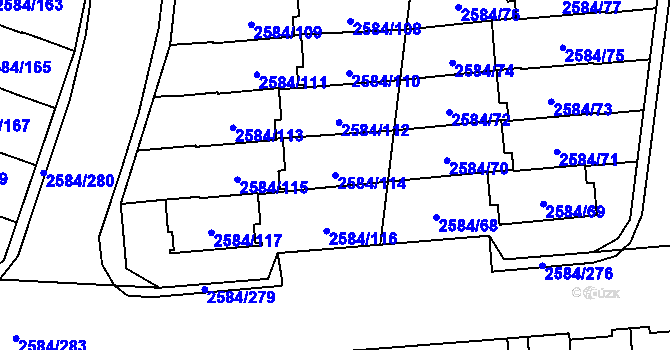 Parcela st. 2584/114 v KÚ Břevnov, Katastrální mapa