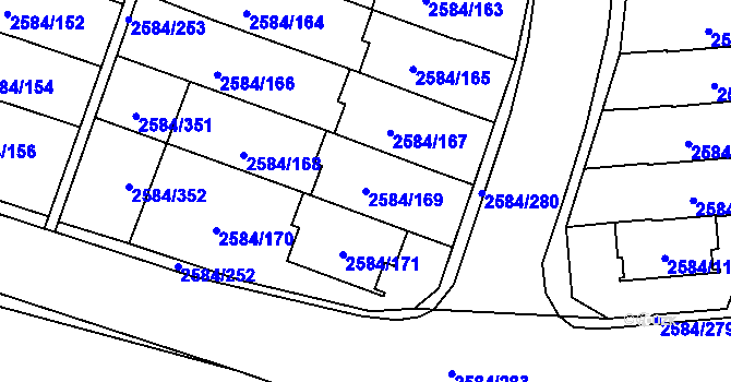Parcela st. 2584/169 v KÚ Břevnov, Katastrální mapa
