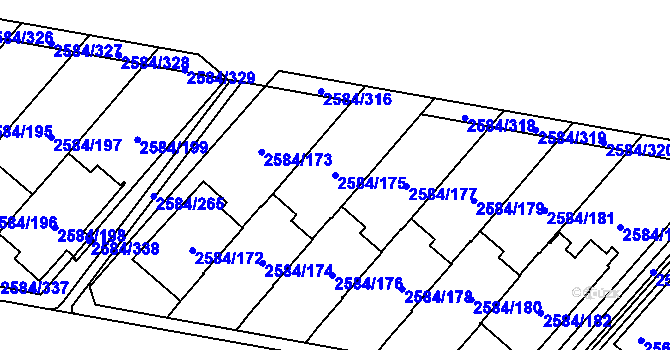 Parcela st. 2584/175 v KÚ Břevnov, Katastrální mapa