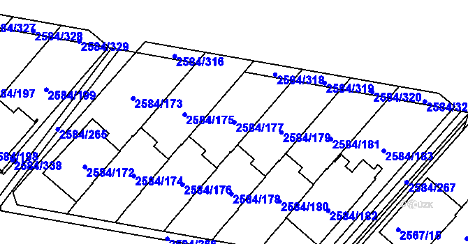Parcela st. 2584/177 v KÚ Břevnov, Katastrální mapa