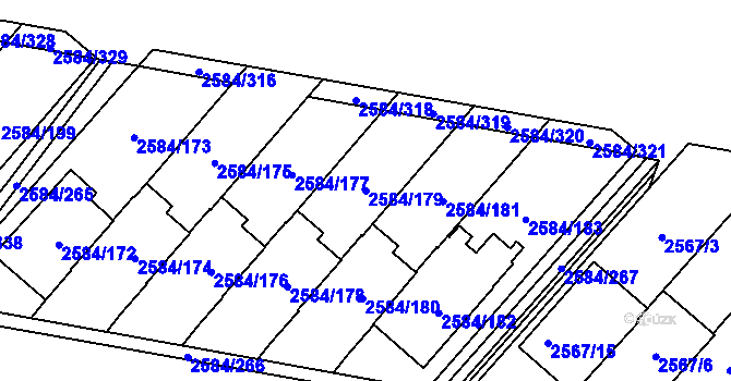 Parcela st. 2584/179 v KÚ Břevnov, Katastrální mapa
