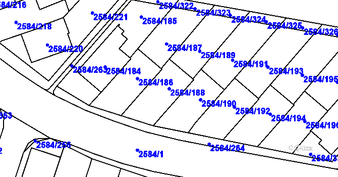 Parcela st. 2584/188 v KÚ Břevnov, Katastrální mapa