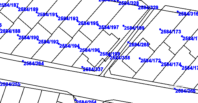 Parcela st. 2584/198 v KÚ Břevnov, Katastrální mapa