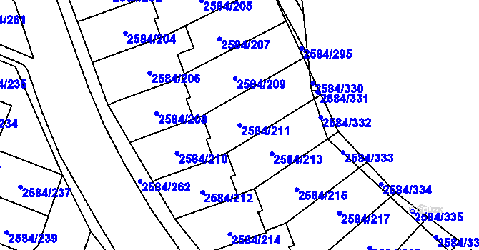 Parcela st. 2584/211 v KÚ Břevnov, Katastrální mapa