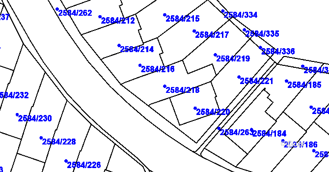 Parcela st. 2584/218 v KÚ Břevnov, Katastrální mapa