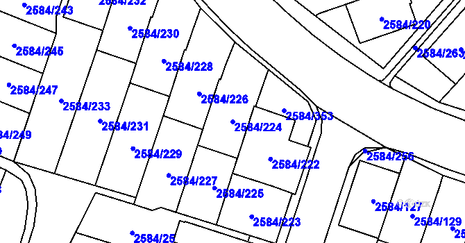 Parcela st. 2584/224 v KÚ Břevnov, Katastrální mapa