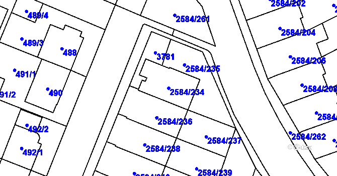 Parcela st. 2584/234 v KÚ Břevnov, Katastrální mapa