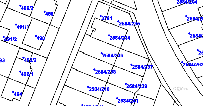 Parcela st. 2584/236 v KÚ Břevnov, Katastrální mapa