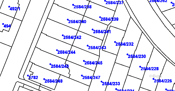 Parcela st. 2584/243 v KÚ Břevnov, Katastrální mapa