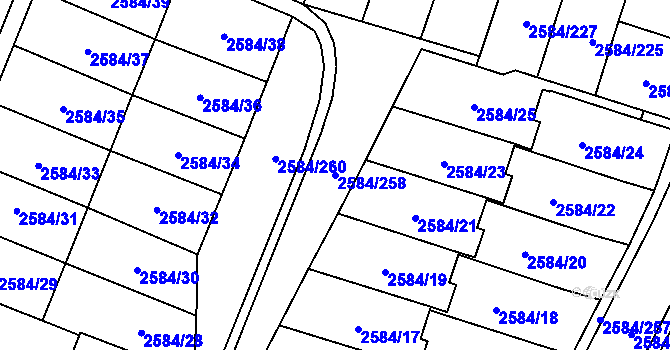 Parcela st. 2584/258 v KÚ Břevnov, Katastrální mapa