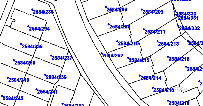 Parcela st. 2584/262 v KÚ Břevnov, Katastrální mapa