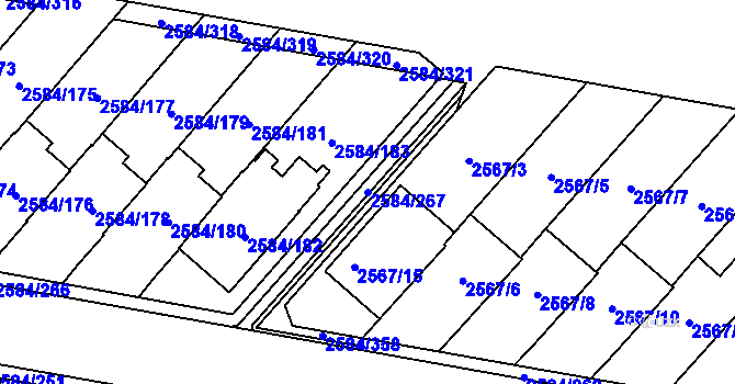 Parcela st. 2584/267 v KÚ Břevnov, Katastrální mapa