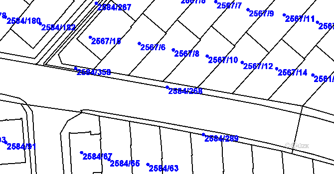Parcela st. 2584/268 v KÚ Břevnov, Katastrální mapa