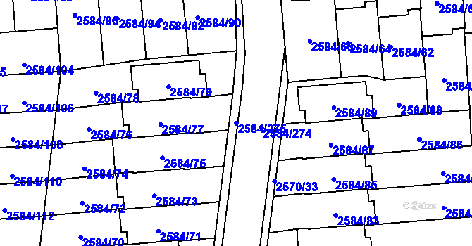 Parcela st. 2584/275 v KÚ Břevnov, Katastrální mapa