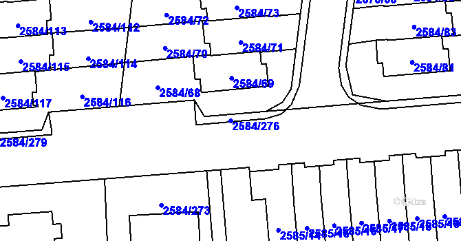 Parcela st. 2584/276 v KÚ Břevnov, Katastrální mapa