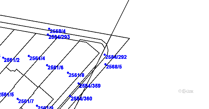 Parcela st. 2584/292 v KÚ Břevnov, Katastrální mapa