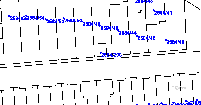Parcela st. 2584/298 v KÚ Břevnov, Katastrální mapa