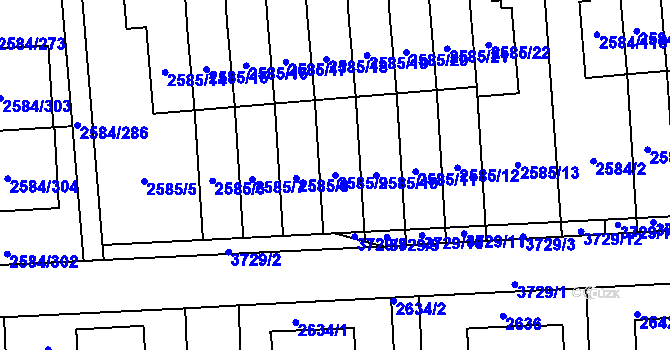 Parcela st. 2585/9 v KÚ Břevnov, Katastrální mapa