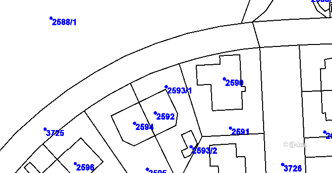 Parcela st. 2593/1 v KÚ Břevnov, Katastrální mapa
