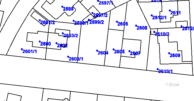 Parcela st. 2604 v KÚ Břevnov, Katastrální mapa