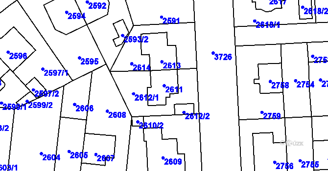 Parcela st. 2611 v KÚ Břevnov, Katastrální mapa
