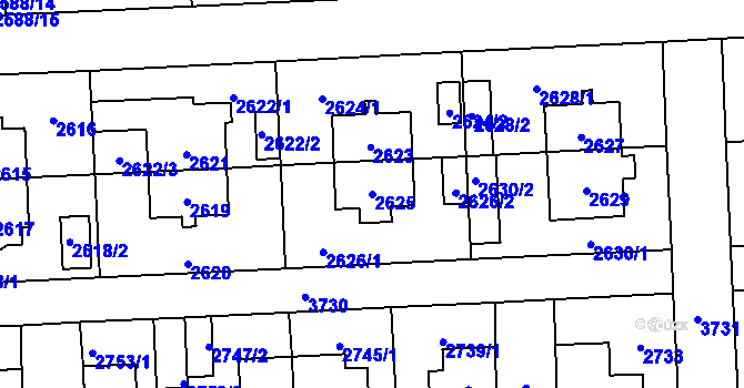 Parcela st. 2625 v KÚ Břevnov, Katastrální mapa